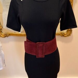 Dior Burgundy Suede Belt